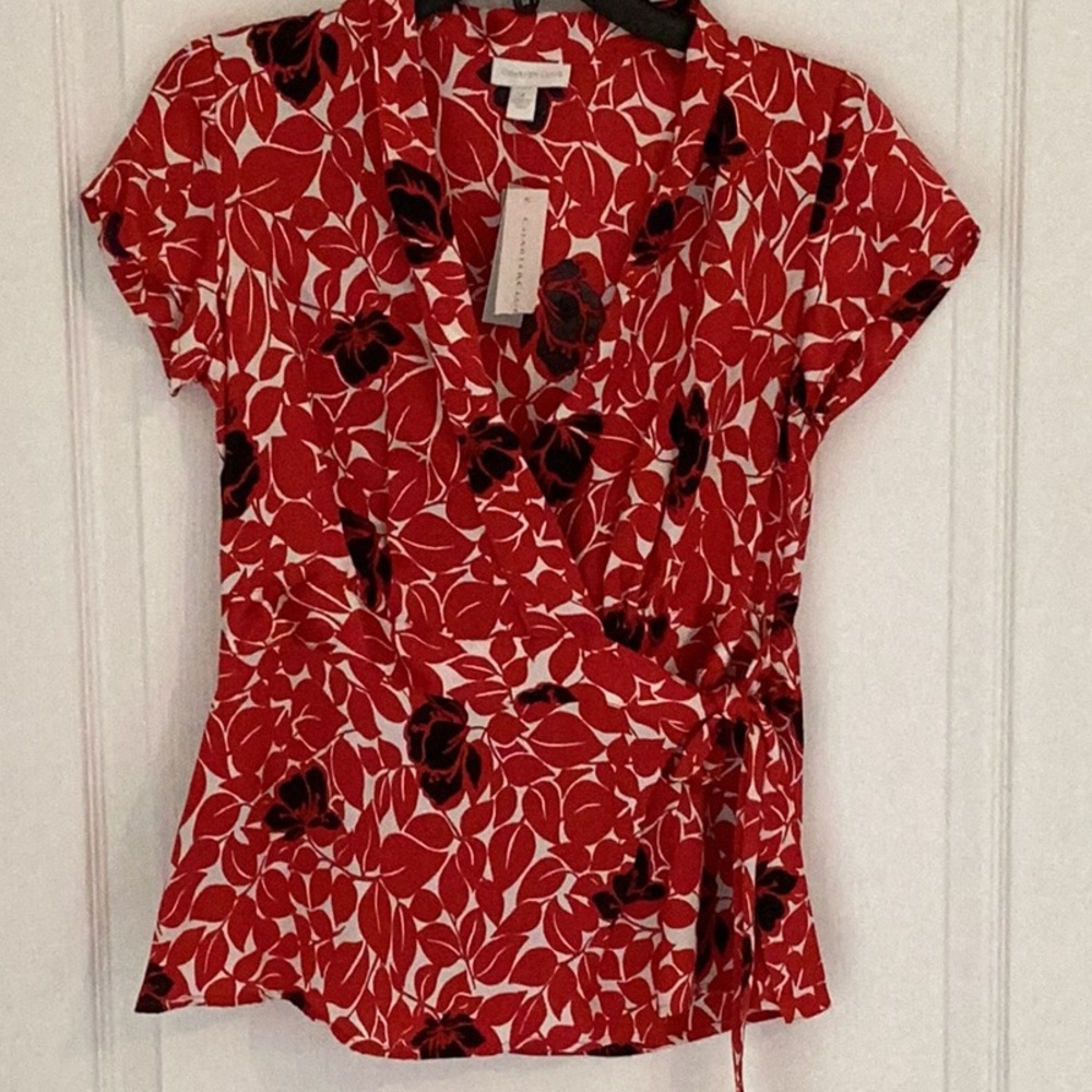 Satin silk wrap blouse